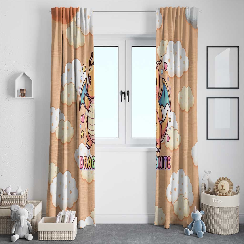 Dragonite Window Curtain Whimsical Pastel Cloud Art