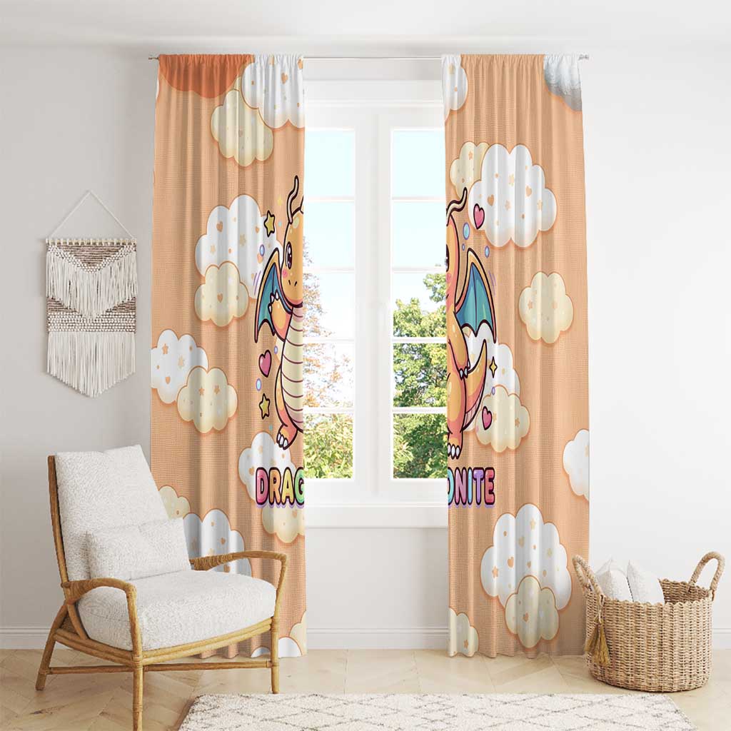Dragonite Window Curtain Whimsical Pastel Cloud Art