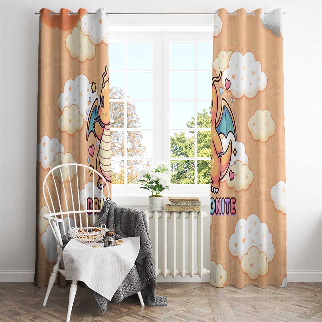 Dragonite Window Curtain Whimsical Pastel Cloud Art