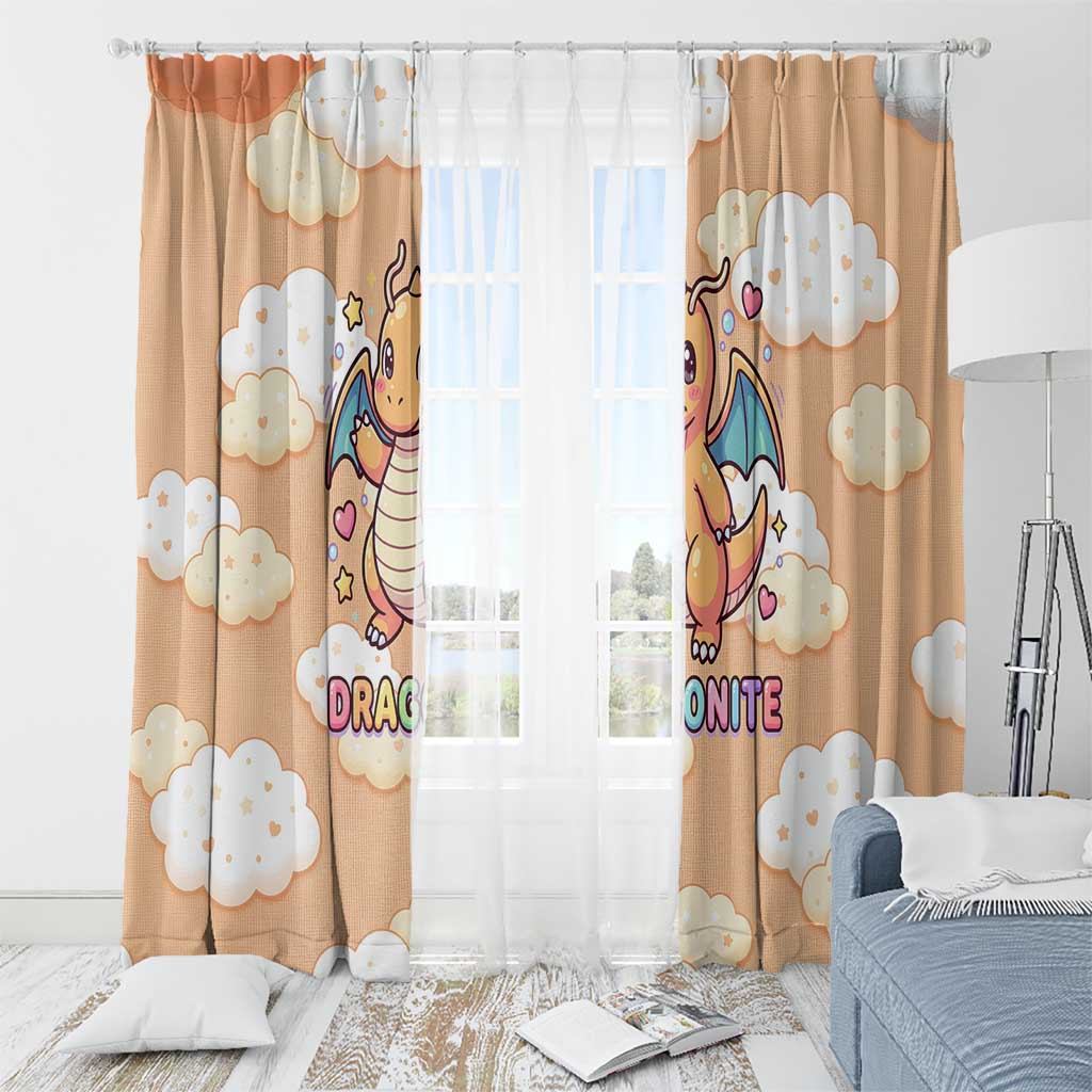 Dragonite Window Curtain Whimsical Pastel Cloud Art