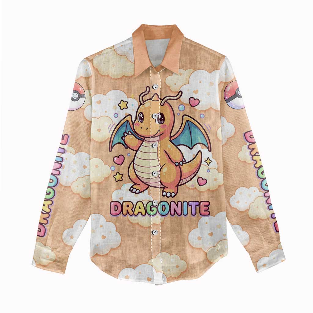 Dragonite Women Casual Shirt Whimsical Pastel Cloud Art
