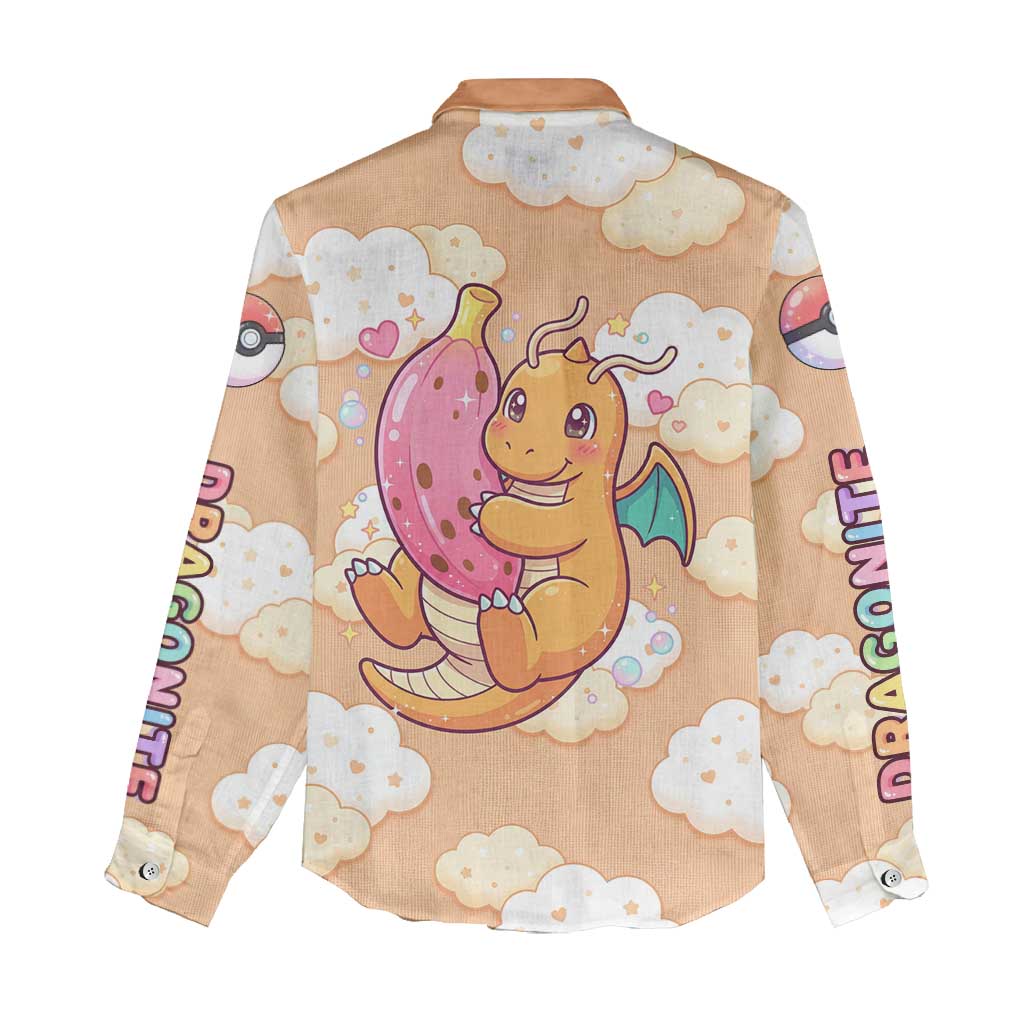 Dragonite Women Casual Shirt Whimsical Pastel Cloud Art
