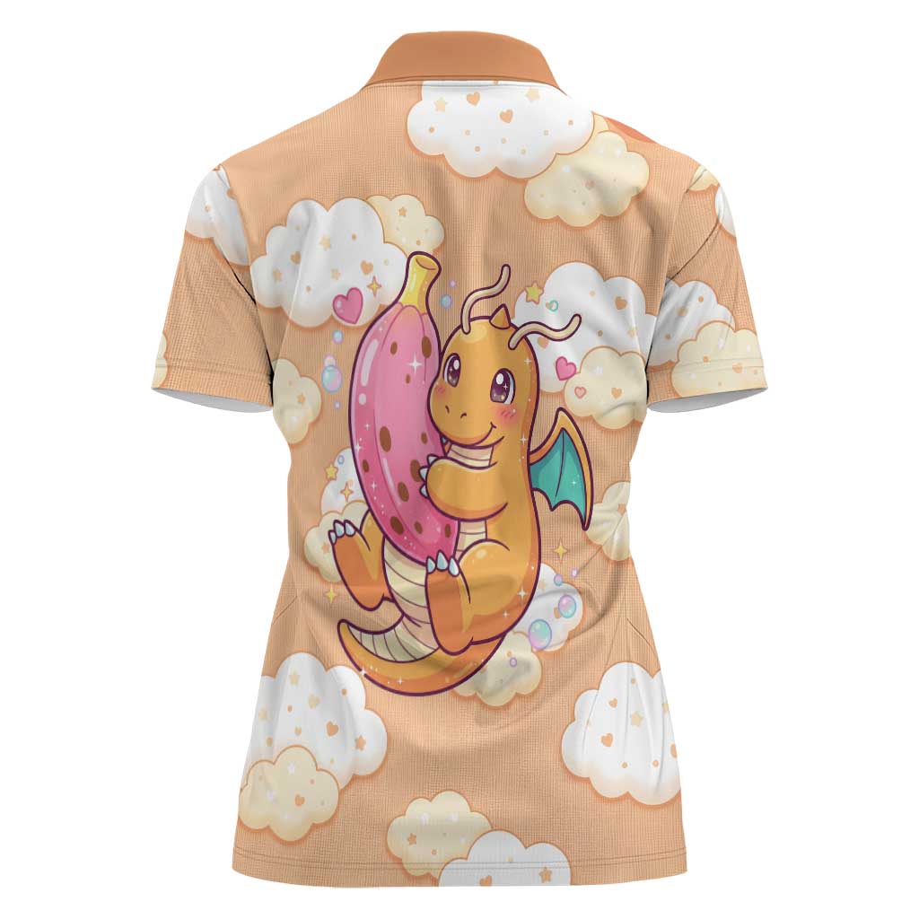 Dragonite Women Polo Shirt Whimsical Pastel Cloud Art