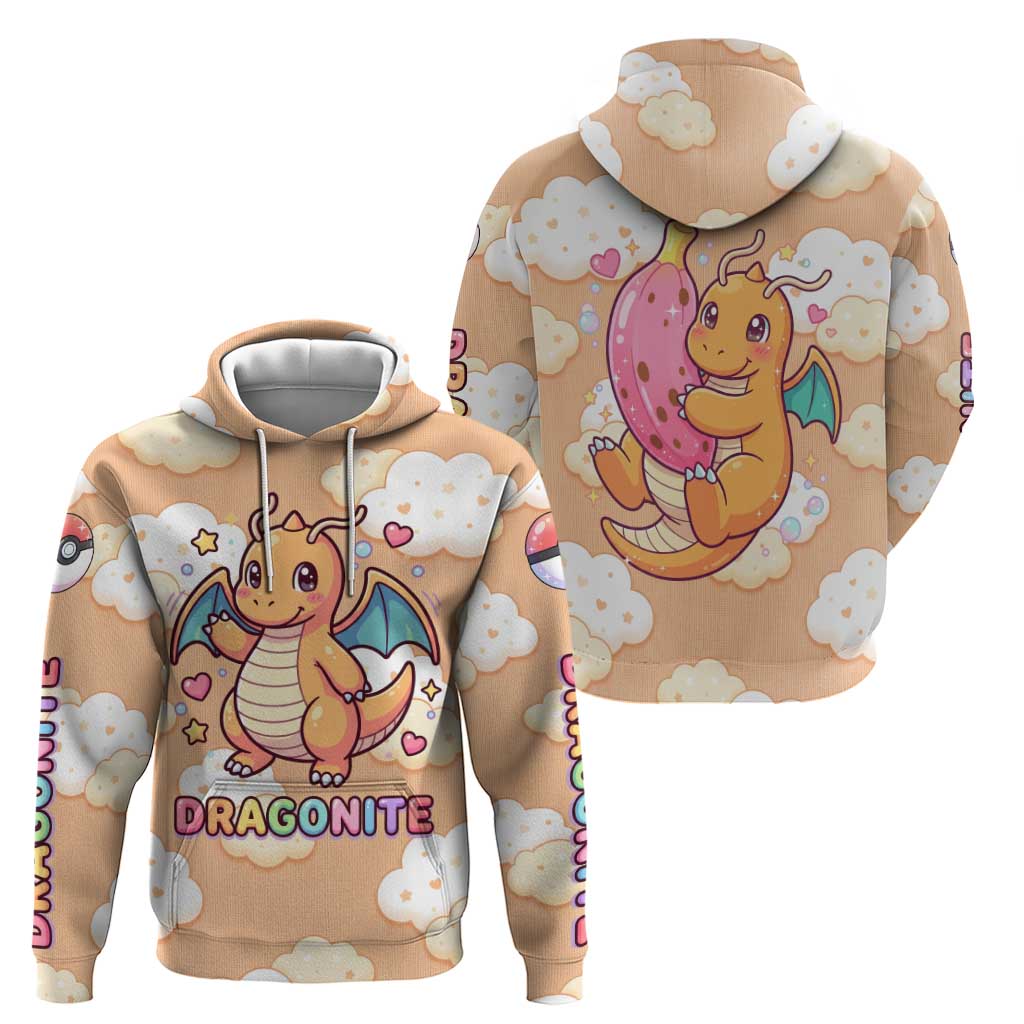 Dragonite Zip Hoodie Whimsical Pastel Cloud Art