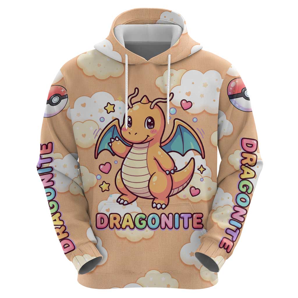 Dragonite Zip Hoodie Whimsical Pastel Cloud Art
