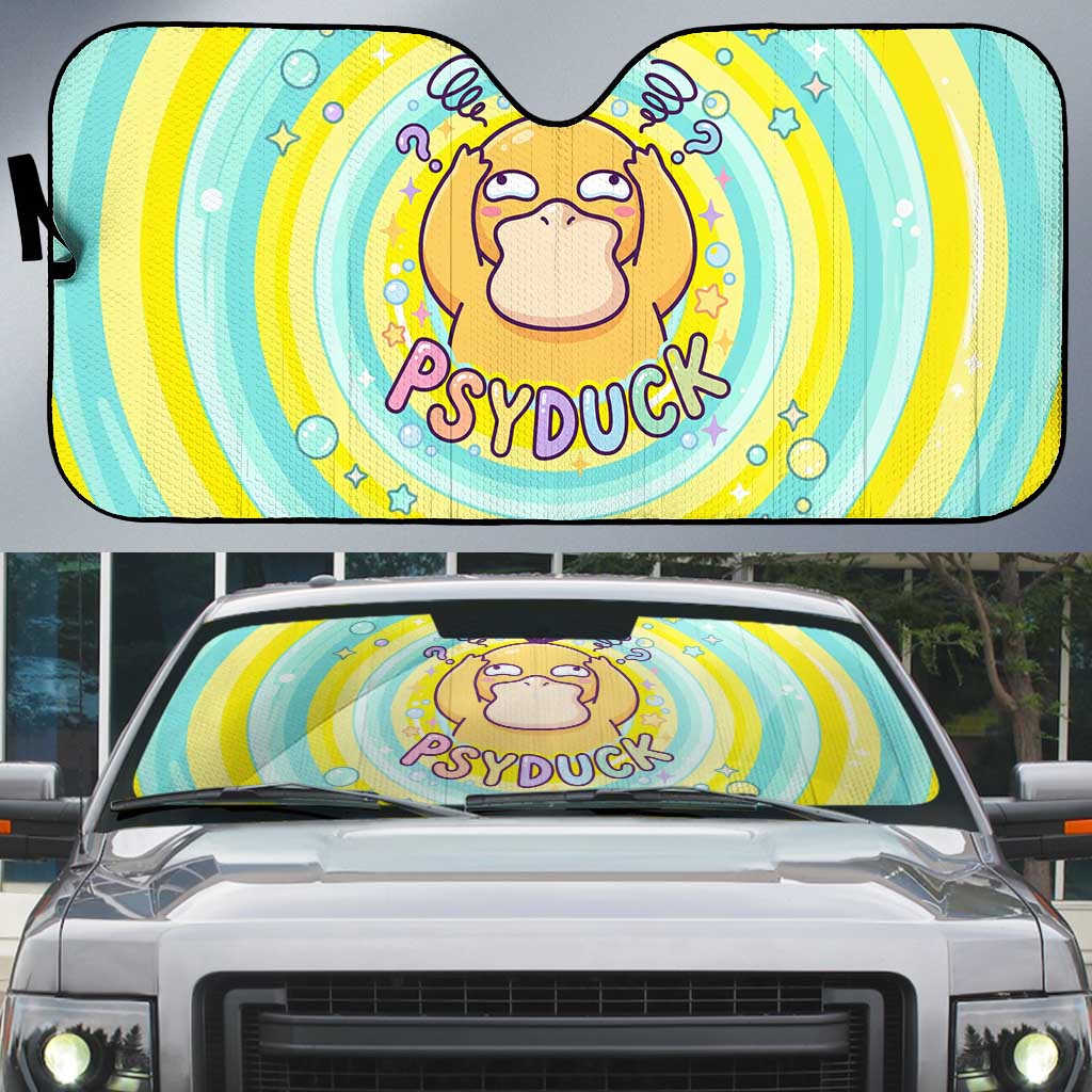 Psyduck Auto Sun Shade Vibrant Kawaii Splash Art