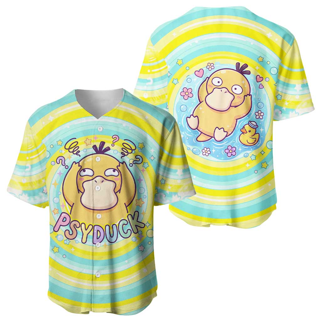 Psyduck Baseball Jersey Vibrant Kawaii Splash Art