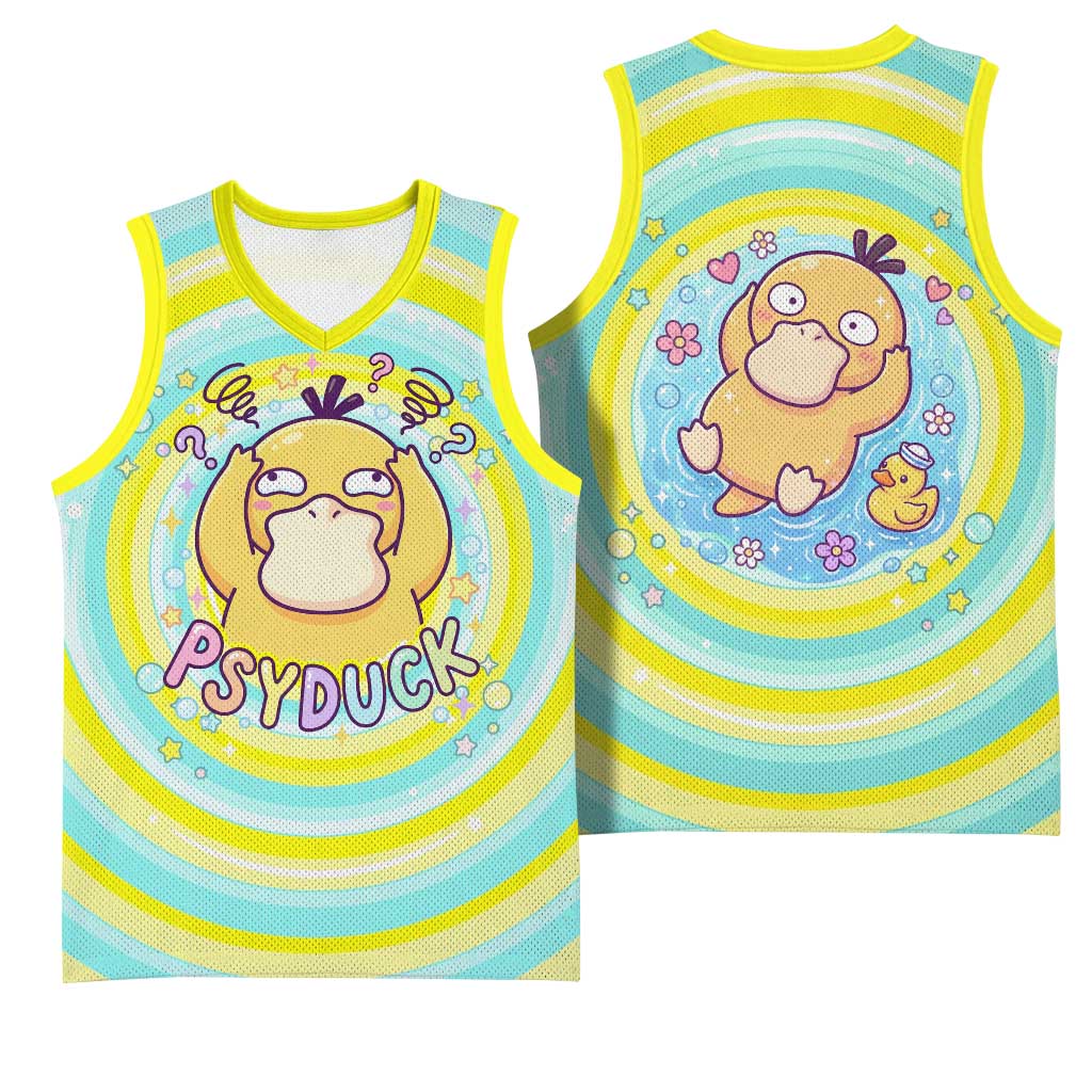 Psyduck Basketball Jersey Vibrant Kawaii Splash Art