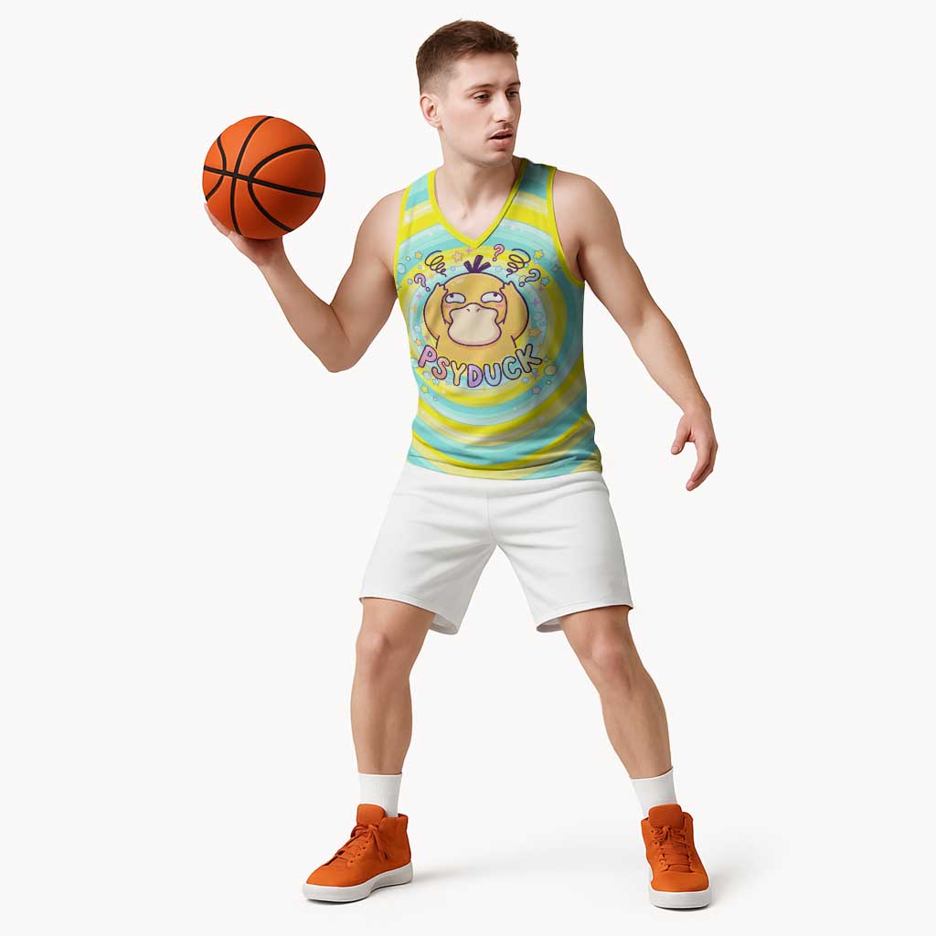 Psyduck Basketball Jersey Vibrant Kawaii Splash Art