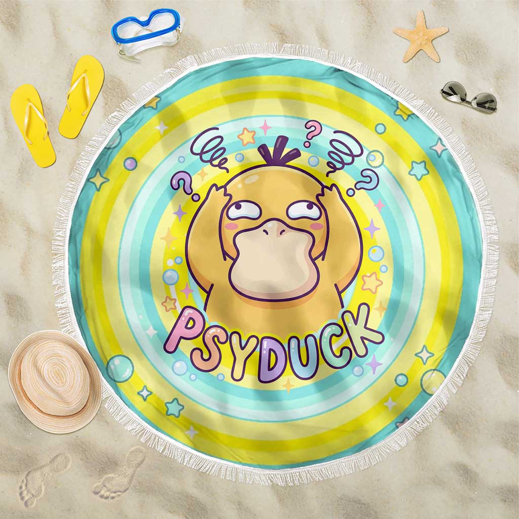 Psyduck Beach Blanket Vibrant Kawaii Splash Art