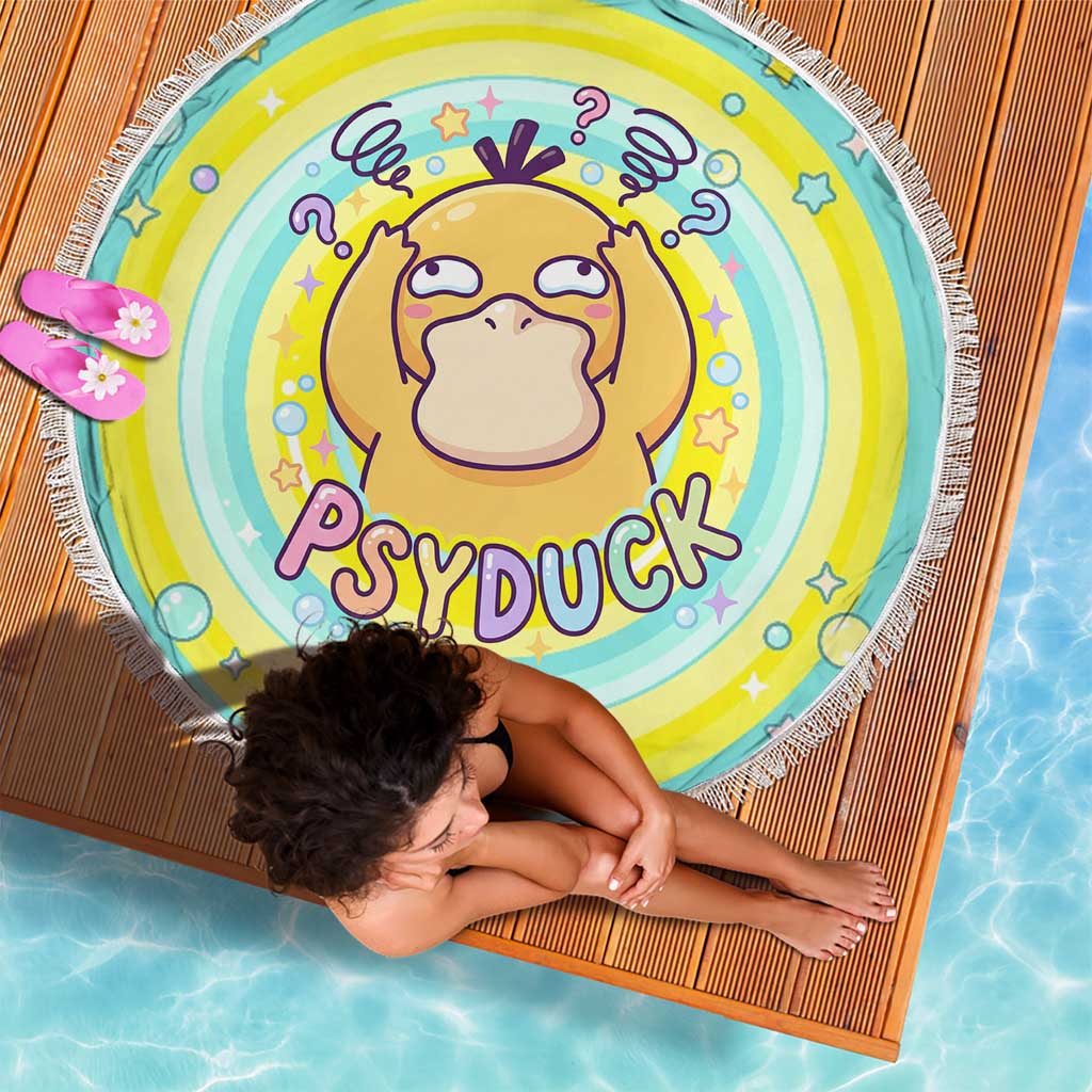Psyduck Beach Blanket Vibrant Kawaii Splash Art