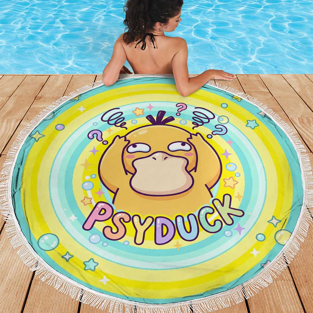 Psyduck Beach Blanket Vibrant Kawaii Splash Art