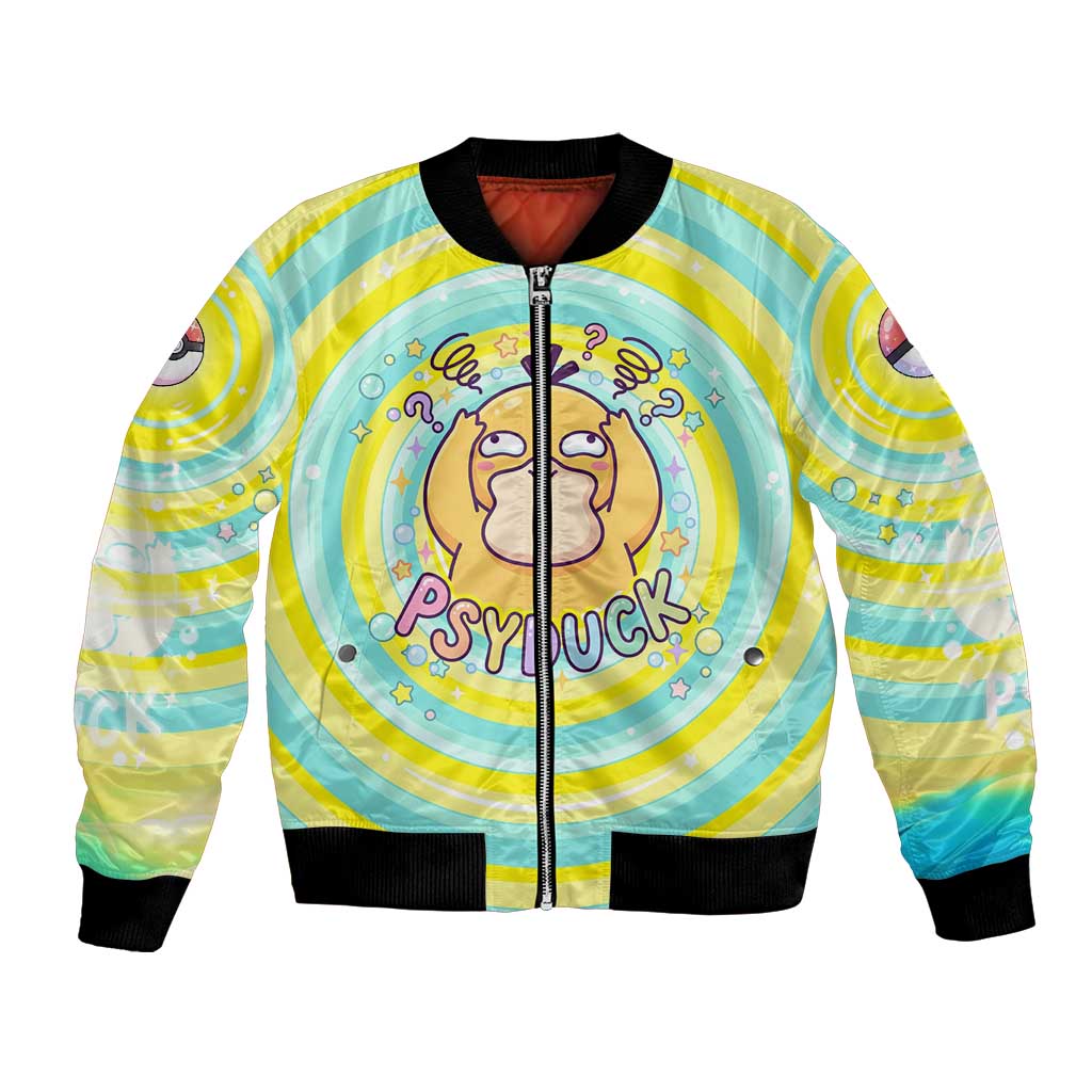 Psyduck Bomber Jacket Vibrant Kawaii Splash Art