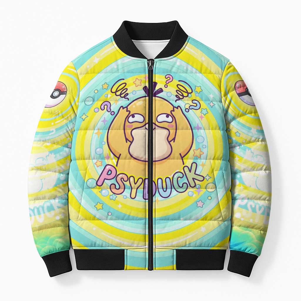 Psyduck Bomber Puffer Jacket Vibrant Kawaii Splash Art