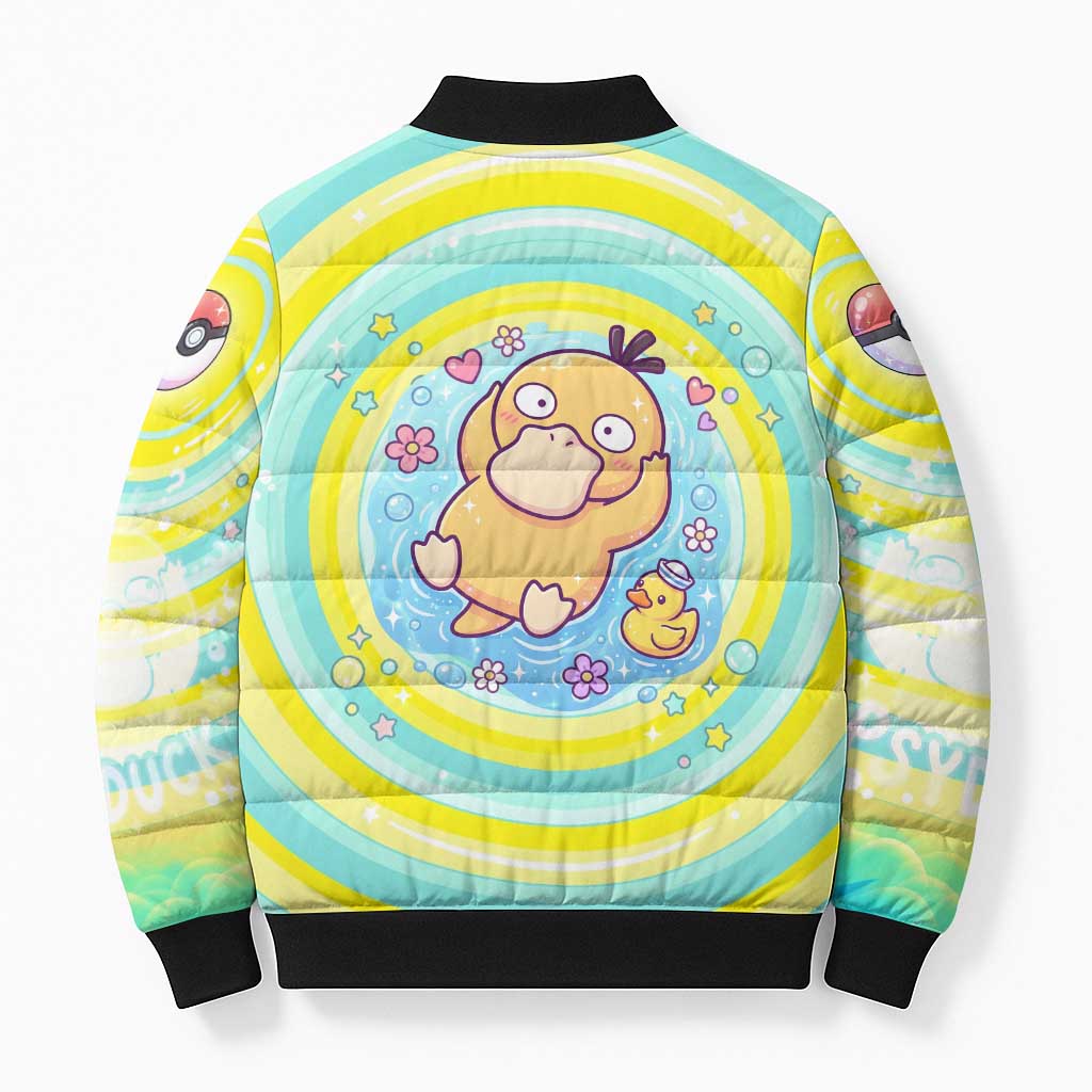 Psyduck Bomber Puffer Jacket Vibrant Kawaii Splash Art