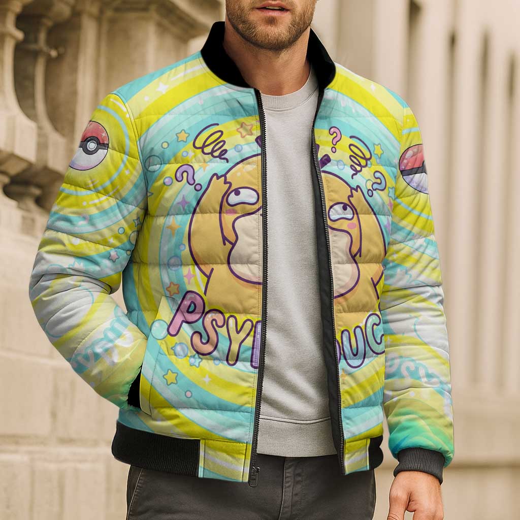 Psyduck Bomber Puffer Jacket Vibrant Kawaii Splash Art