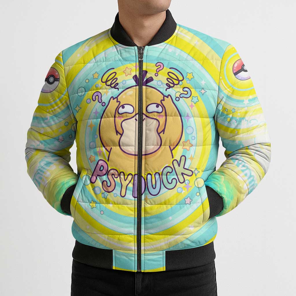 Psyduck Bomber Puffer Jacket Vibrant Kawaii Splash Art