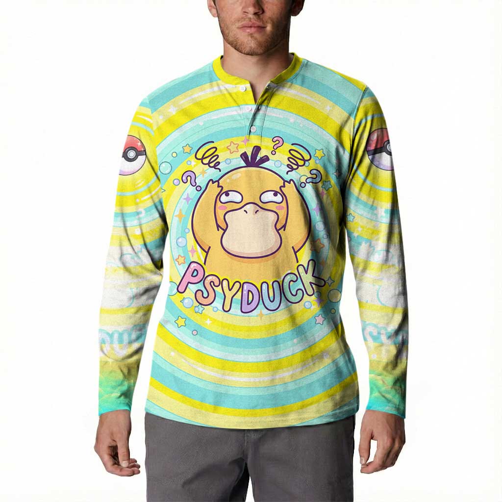 Psyduck Button Sweatshirt Vibrant Kawaii Splash Art