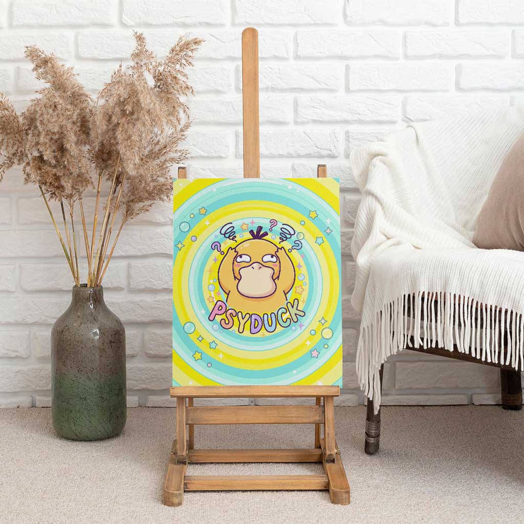 Psyduck Canvas Wall Art Vibrant Kawaii Splash Art