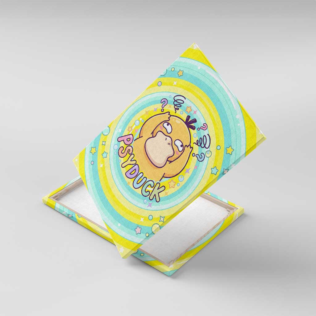 Psyduck Canvas Wall Art Vibrant Kawaii Splash Art