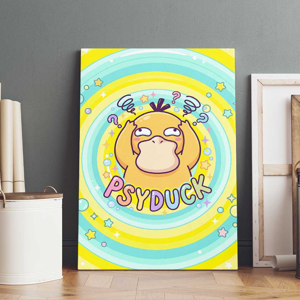 Psyduck Canvas Wall Art Vibrant Kawaii Splash Art