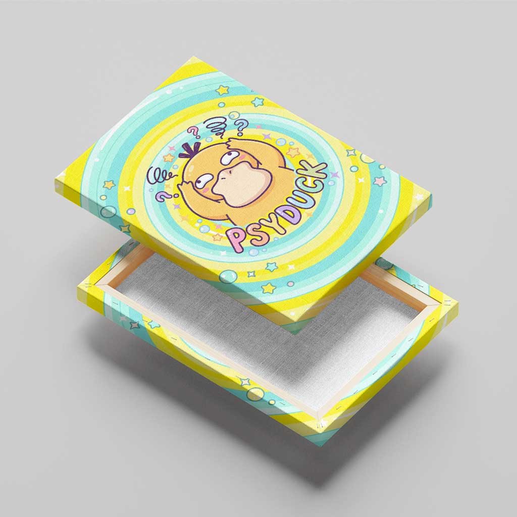 Psyduck Canvas Wall Art Vibrant Kawaii Splash Art