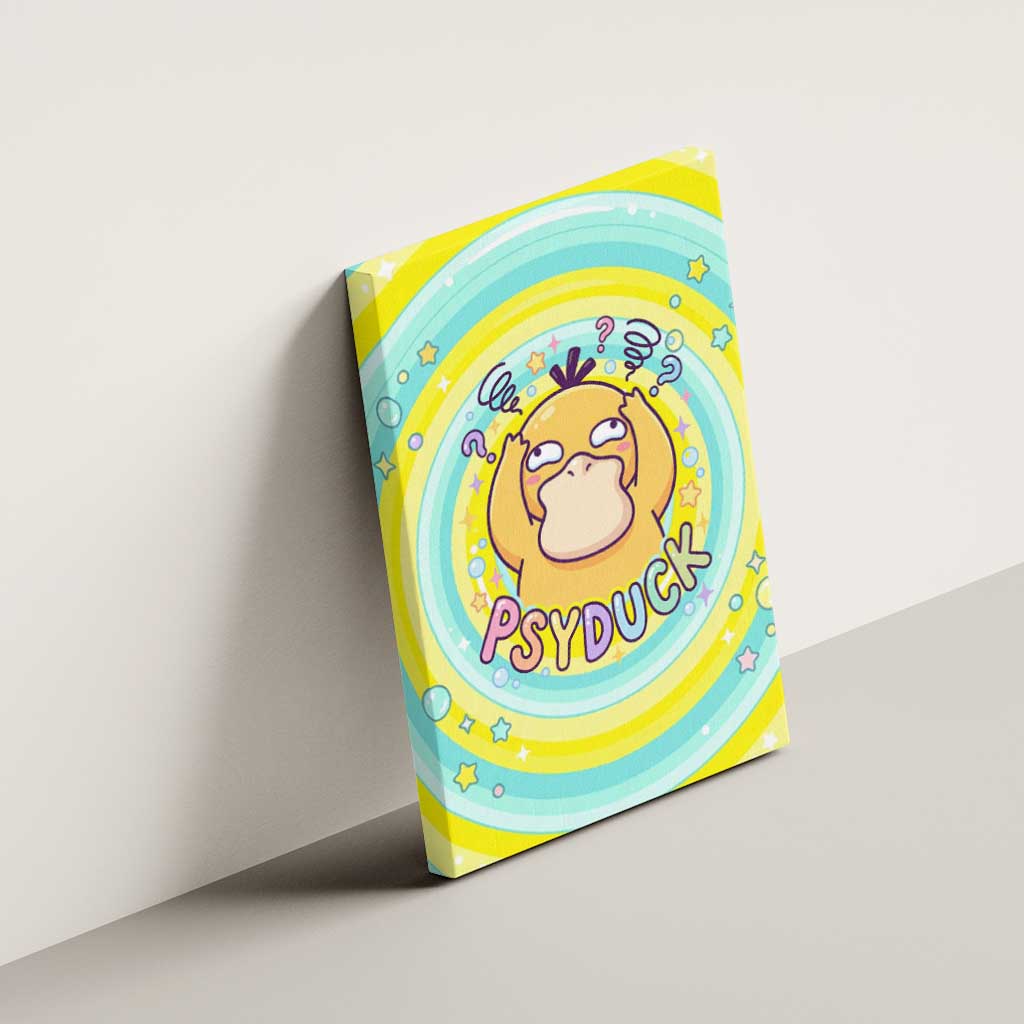 Psyduck Canvas Wall Art Vibrant Kawaii Splash Art