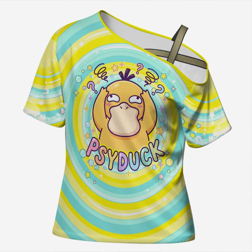 Psyduck Cross Shoulder Shirt Vibrant Kawaii Splash Art
