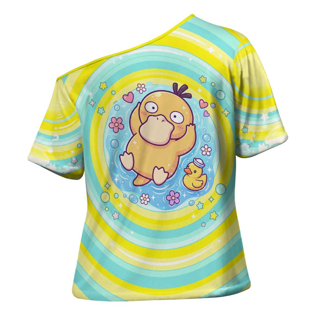 Psyduck Cross Shoulder Shirt Vibrant Kawaii Splash Art