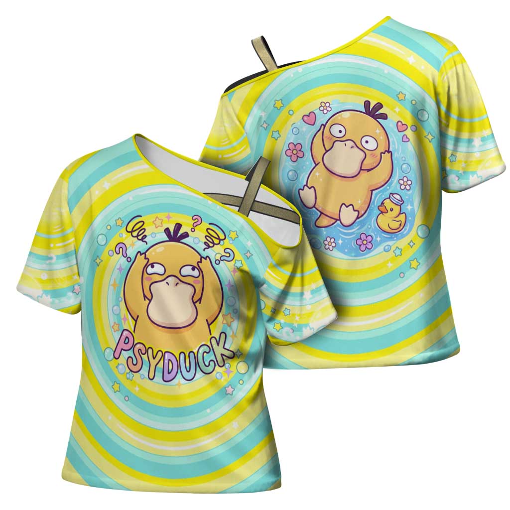 Psyduck Cross Shoulder Shirt Vibrant Kawaii Splash Art