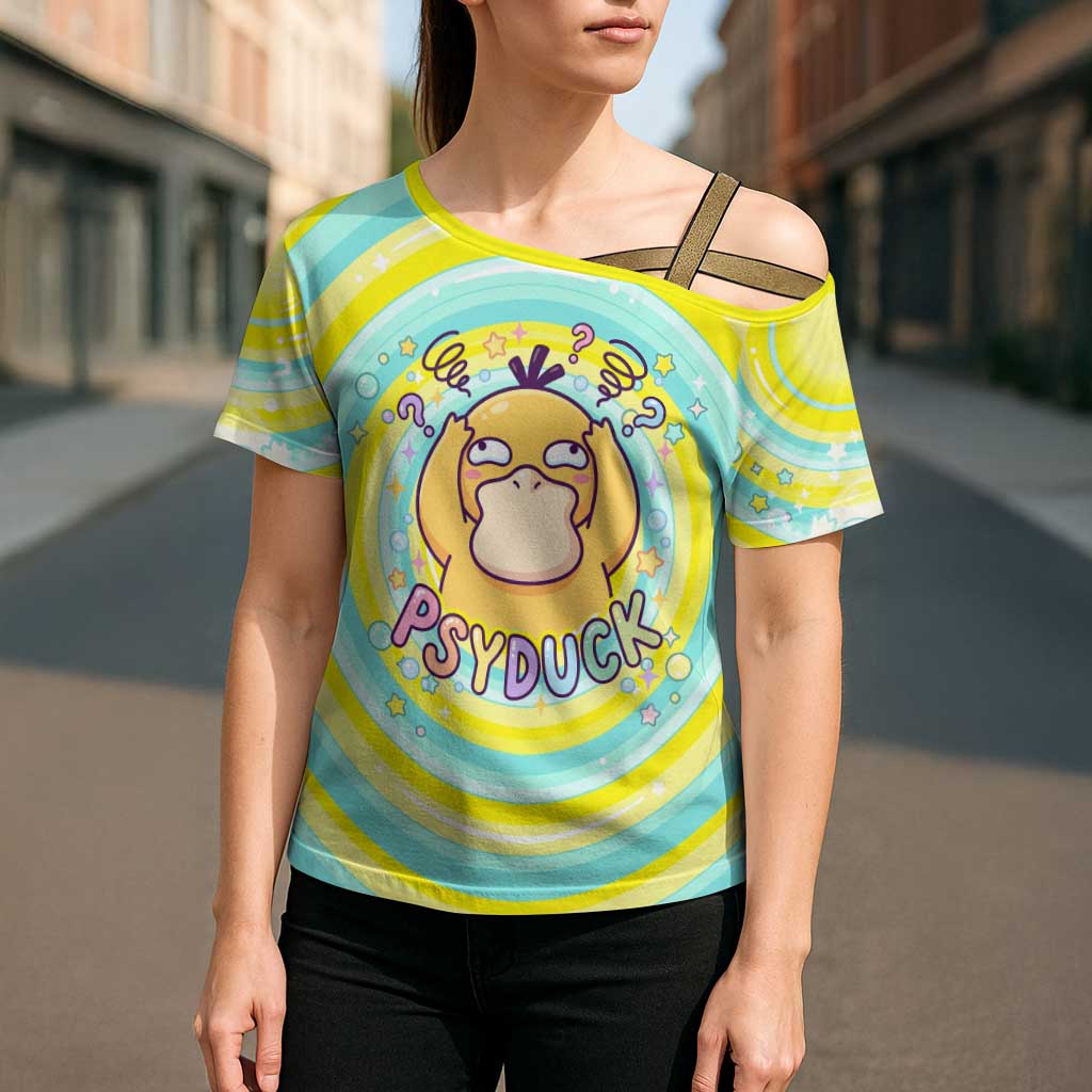 Psyduck Cross Shoulder Shirt Vibrant Kawaii Splash Art
