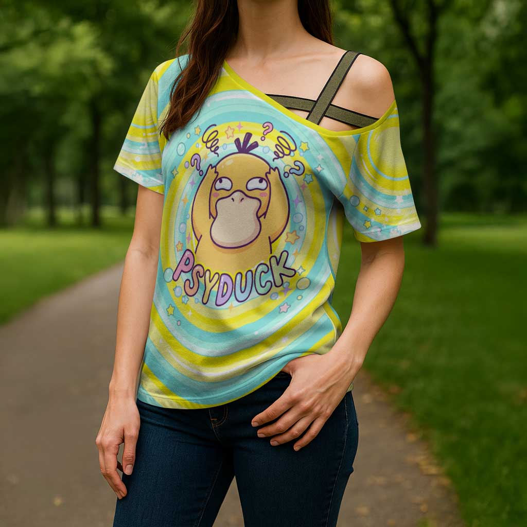 Psyduck Cross Shoulder Shirt Vibrant Kawaii Splash Art