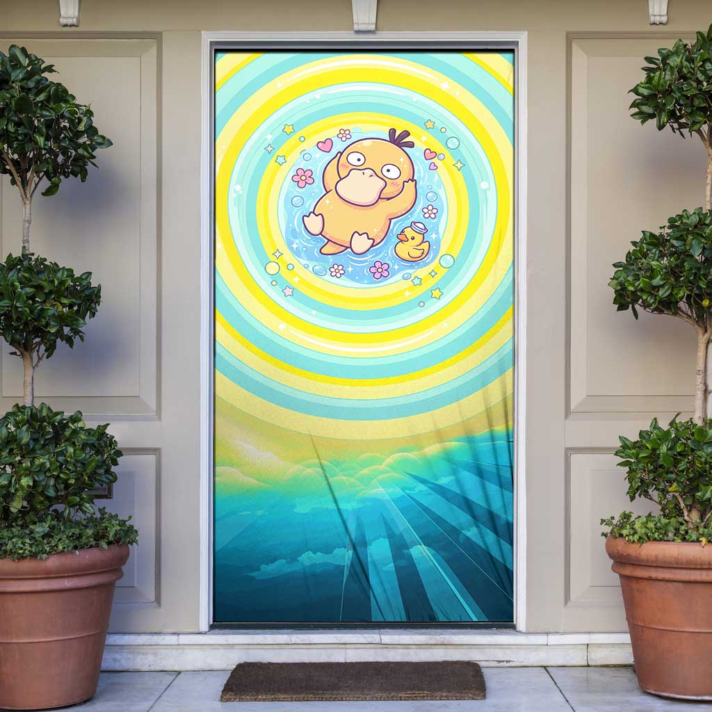 Psyduck Door Cover Vibrant Kawaii Splash Art