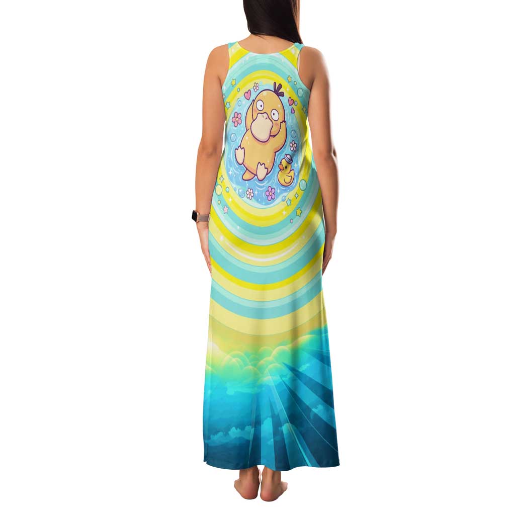 Psyduck Family Matching Tank Maxi Dress and Hawaiian Shirt Vibrant Kawaii Splash Art