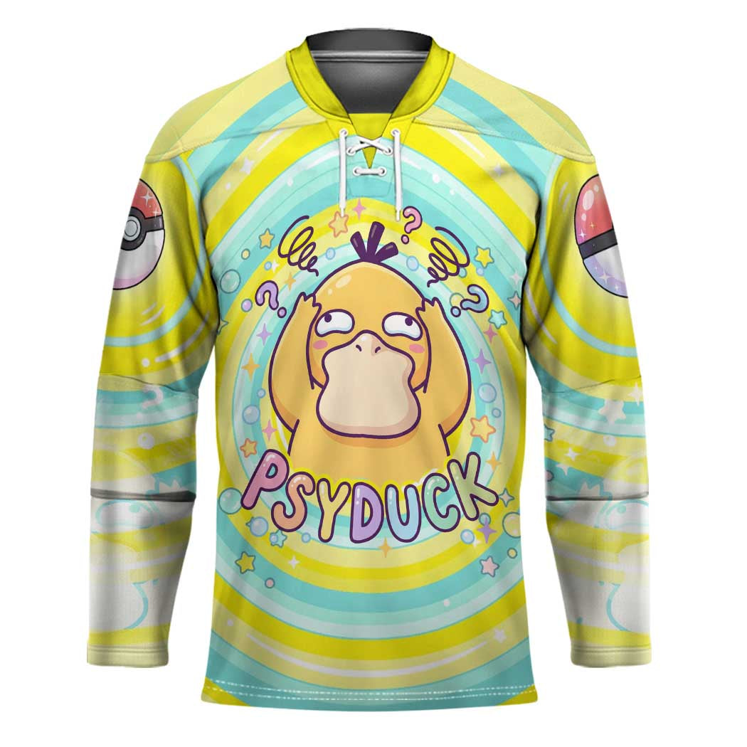 Psyduck Hockey Jersey Vibrant Kawaii Splash Art