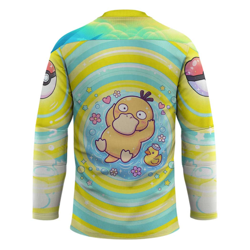 Psyduck Hockey Jersey Vibrant Kawaii Splash Art