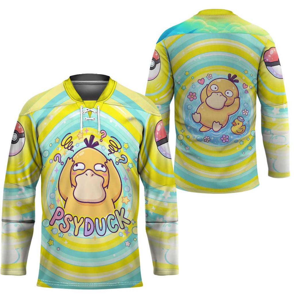 Psyduck Hockey Jersey Vibrant Kawaii Splash Art