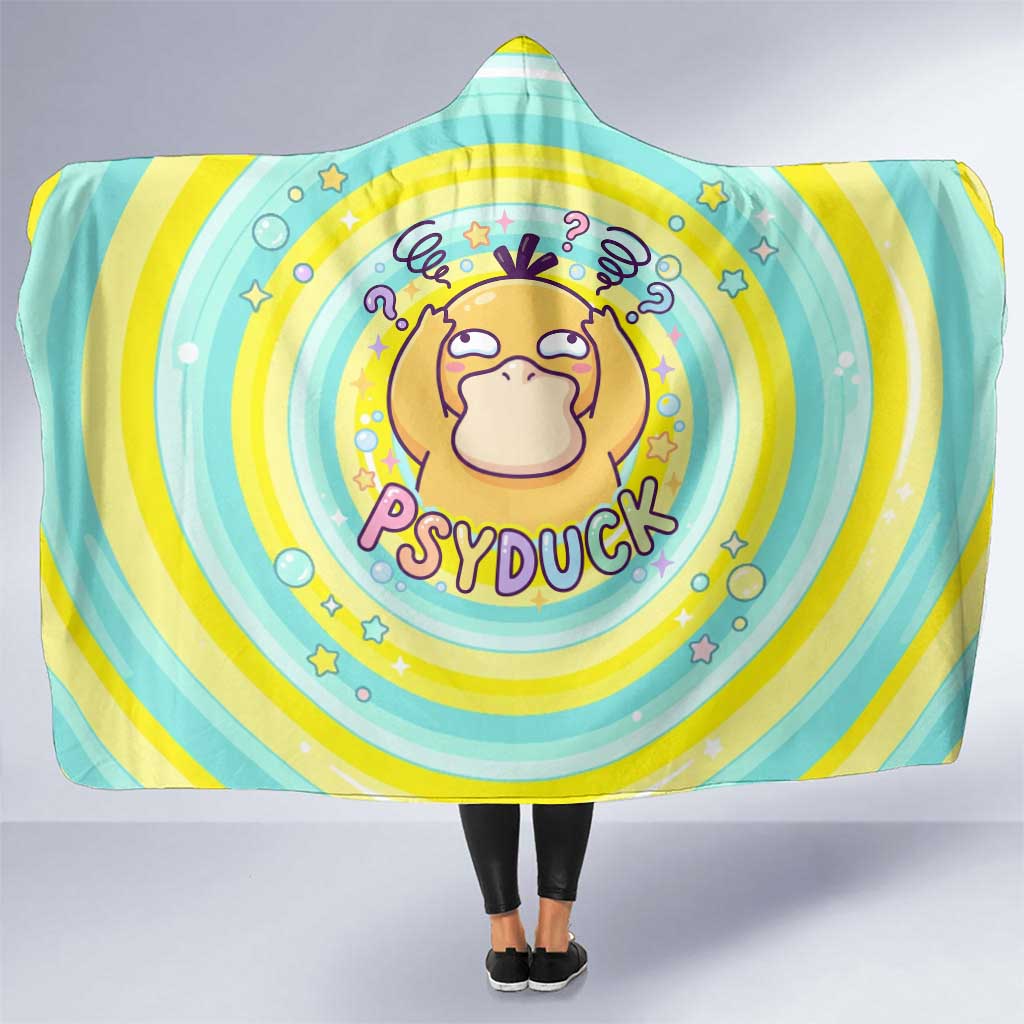 Psyduck Hooded Blanket Vibrant Kawaii Splash Art