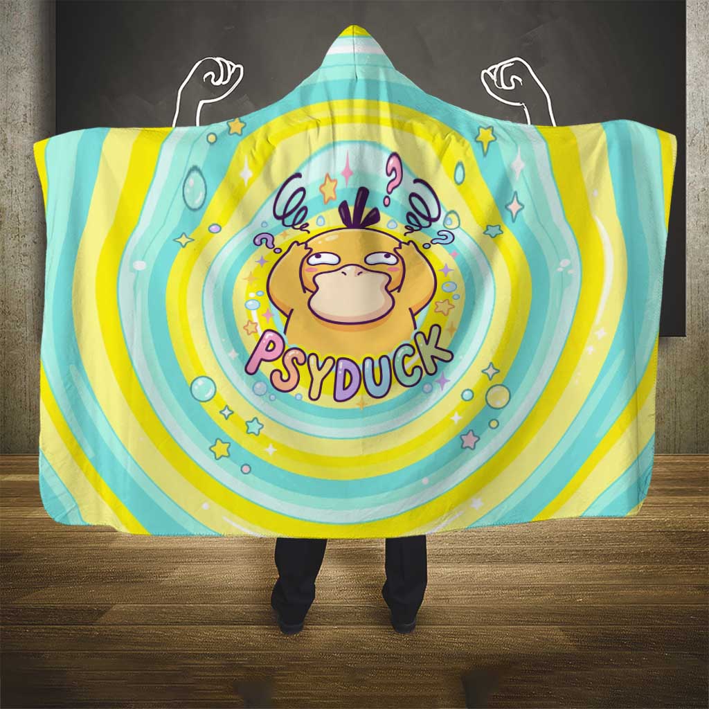 Psyduck Hooded Blanket Vibrant Kawaii Splash Art