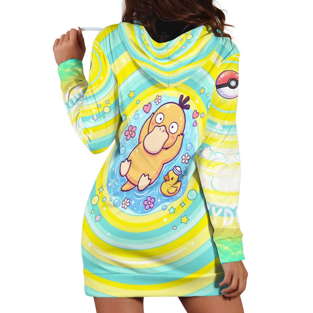 Psyduck Hoodie Dress Vibrant Kawaii Splash Art