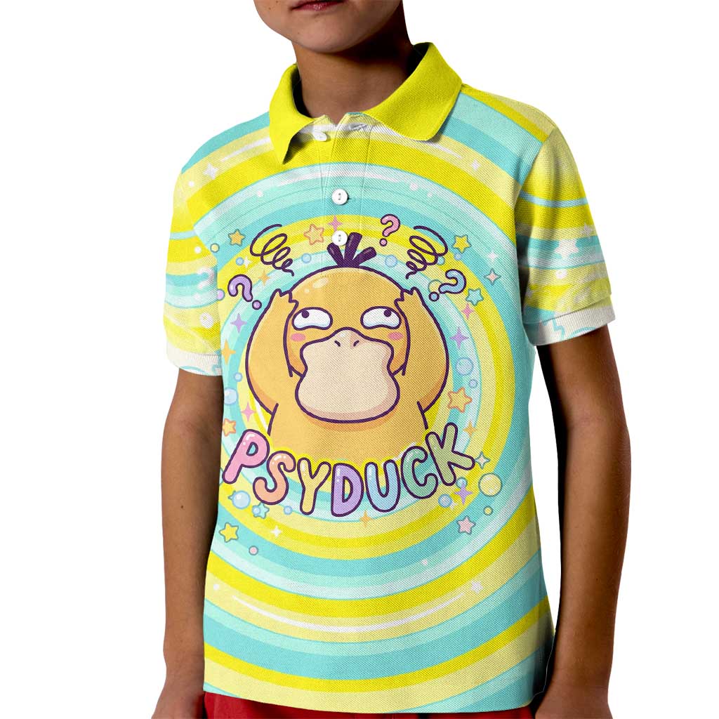 Psyduck Kid Polo Shirt Vibrant Kawaii Splash Art