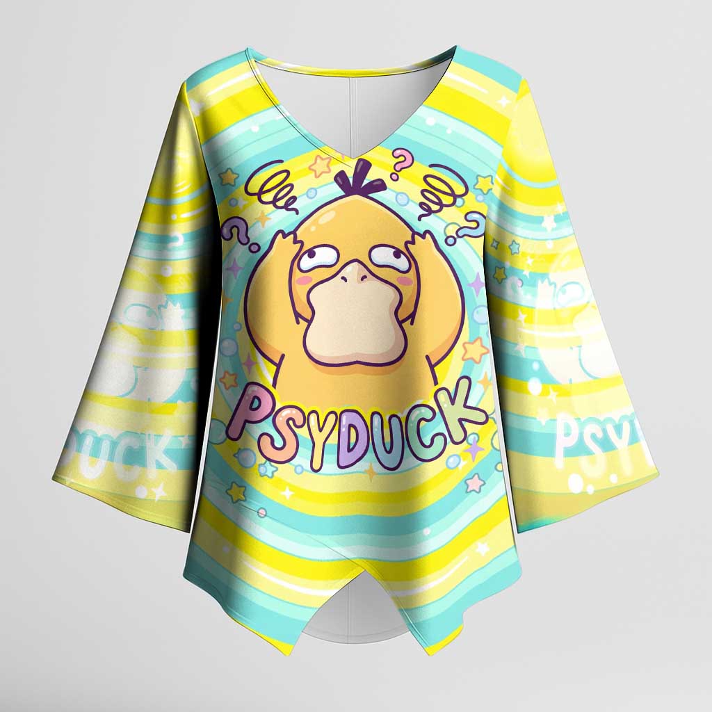 Psyduck Kimono Sleeve Blouse Vibrant Kawaii Splash Art