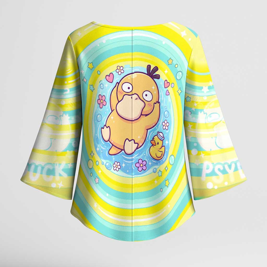 Psyduck Kimono Sleeve Blouse Vibrant Kawaii Splash Art