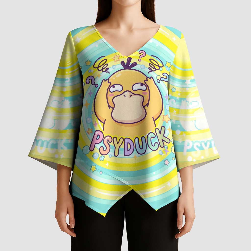 Psyduck Kimono Sleeve Blouse Vibrant Kawaii Splash Art