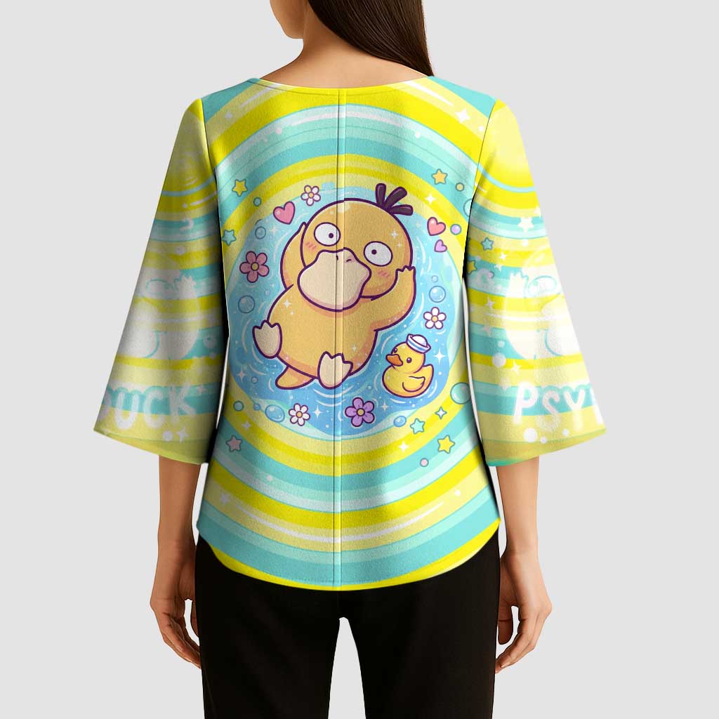Psyduck Kimono Sleeve Blouse Vibrant Kawaii Splash Art