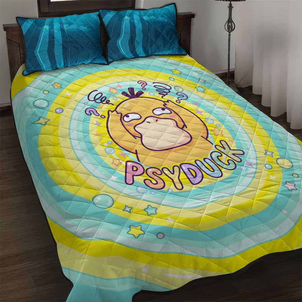 Psyduck Quilt Bed Set Vibrant Kawaii Splash Art