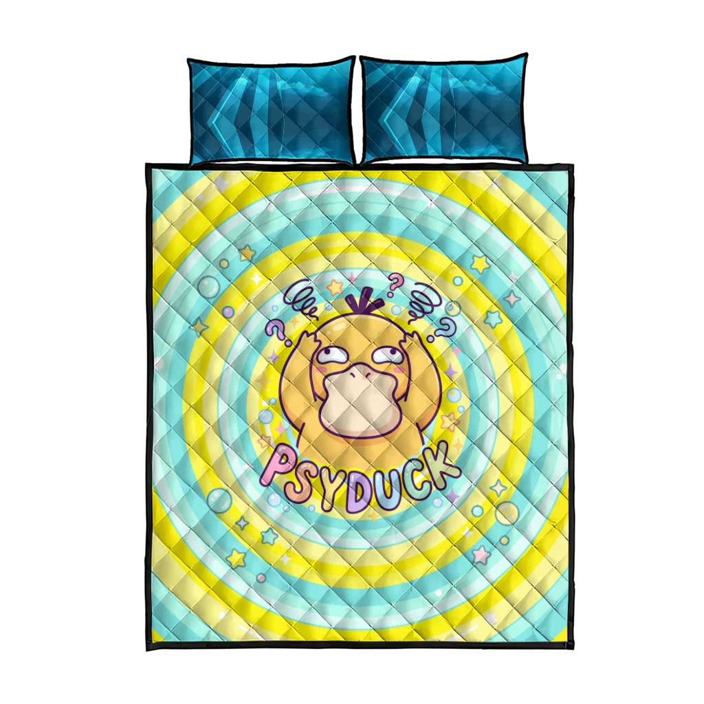 Psyduck Quilt Bed Set Vibrant Kawaii Splash Art