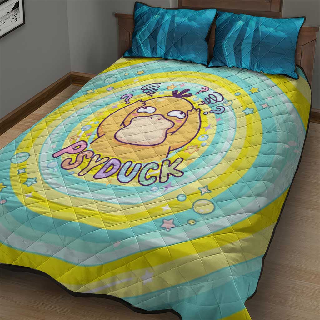 Psyduck Quilt Bed Set Vibrant Kawaii Splash Art