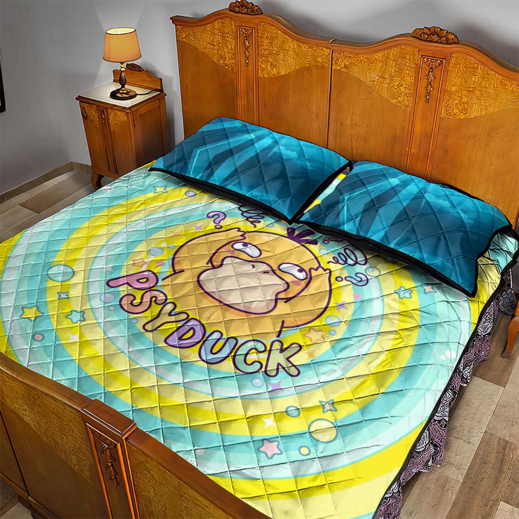Psyduck Quilt Bed Set Vibrant Kawaii Splash Art