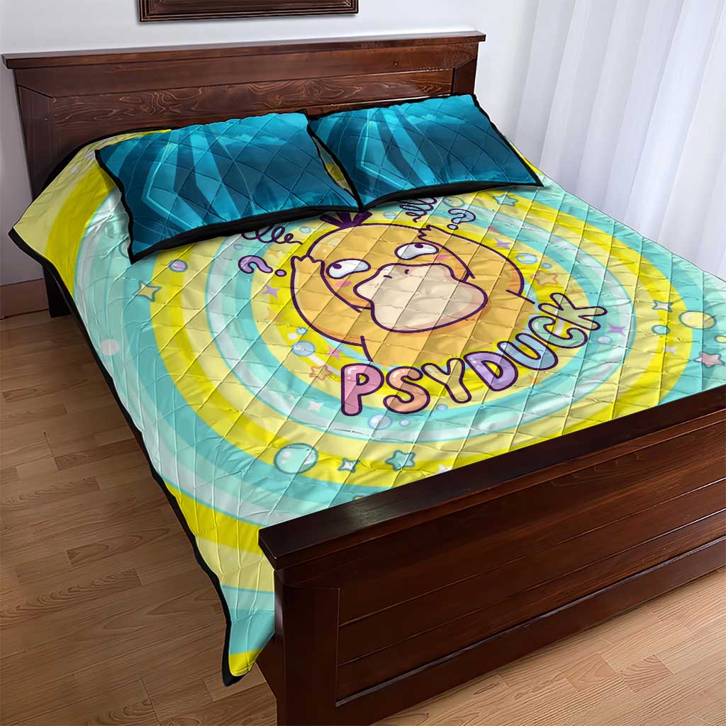 Psyduck Quilt Bed Set Vibrant Kawaii Splash Art